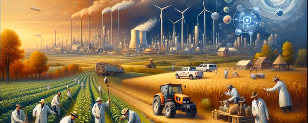 Ai-generated image of risks and opportunities for sustainability with artificial intelligence
